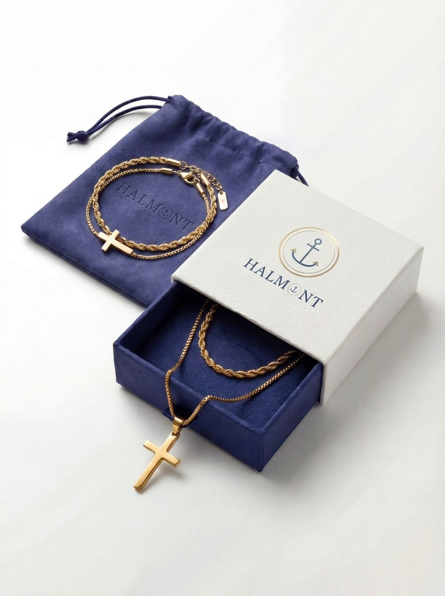 Minimal Cross x Tresse Acier Bundle | Gold
