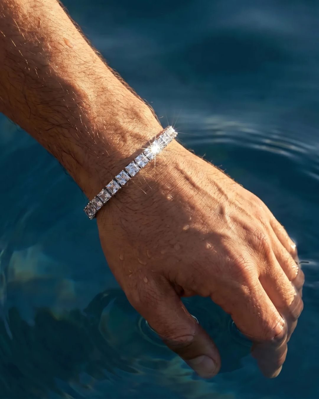 Square Tennis Bracelet 5mm | Quartz Silver