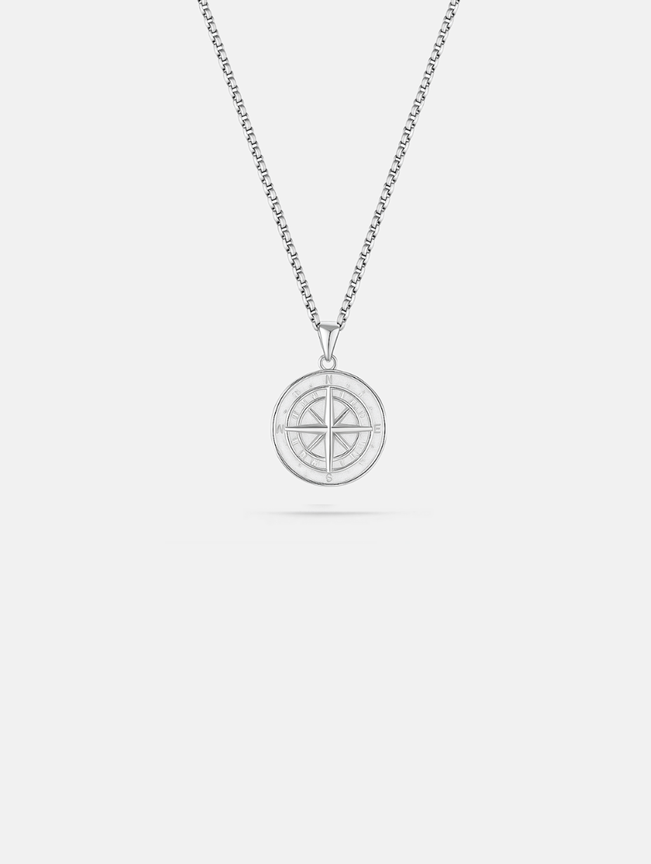 Pureform Compass Necklace | Platinum