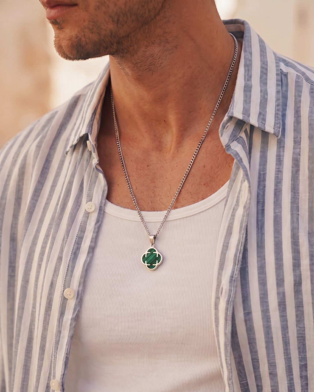 Charm Necklace | Malachite Silver
