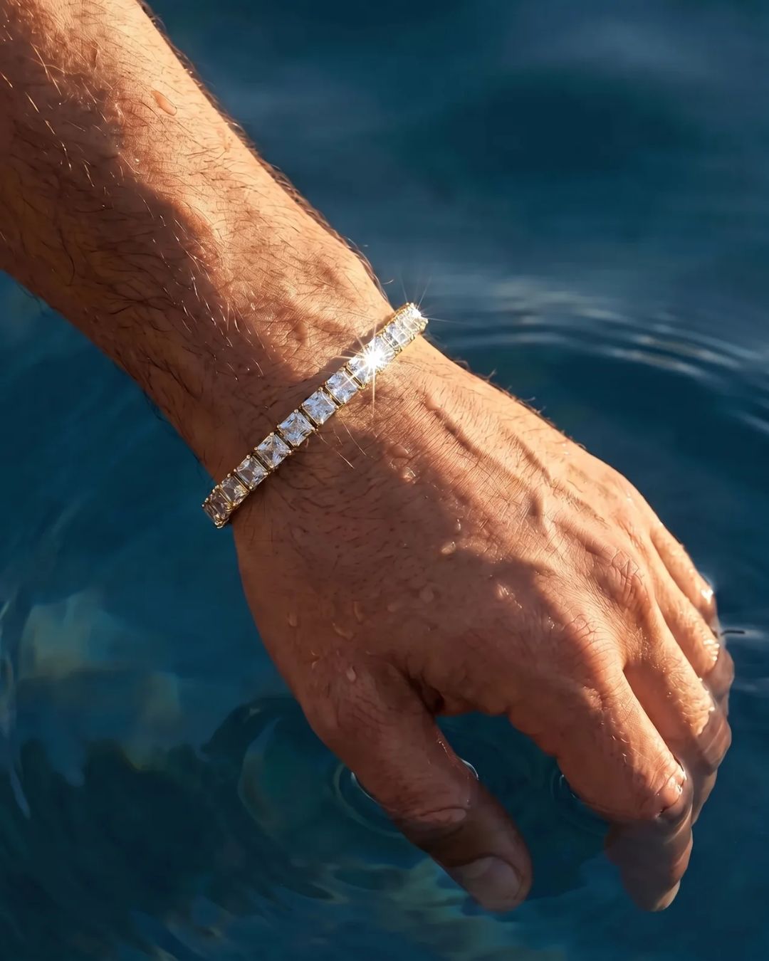 Square Tennis Bracelet 5mm | Quartz 18K Gold