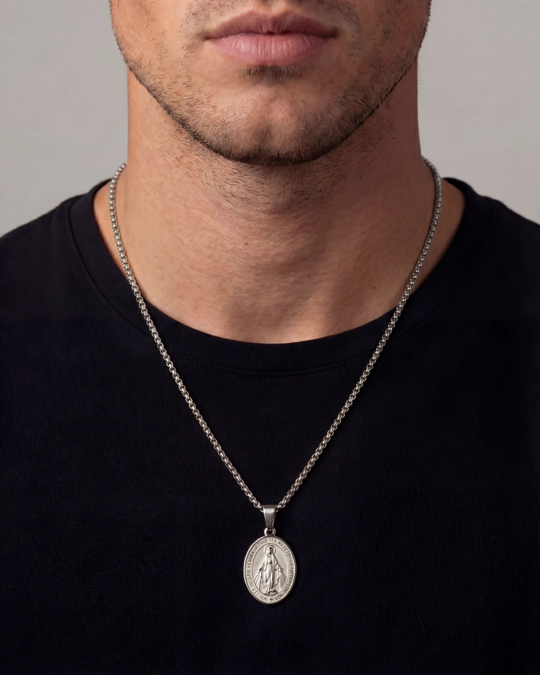 Virgin Maria Pendant Chain | Silver