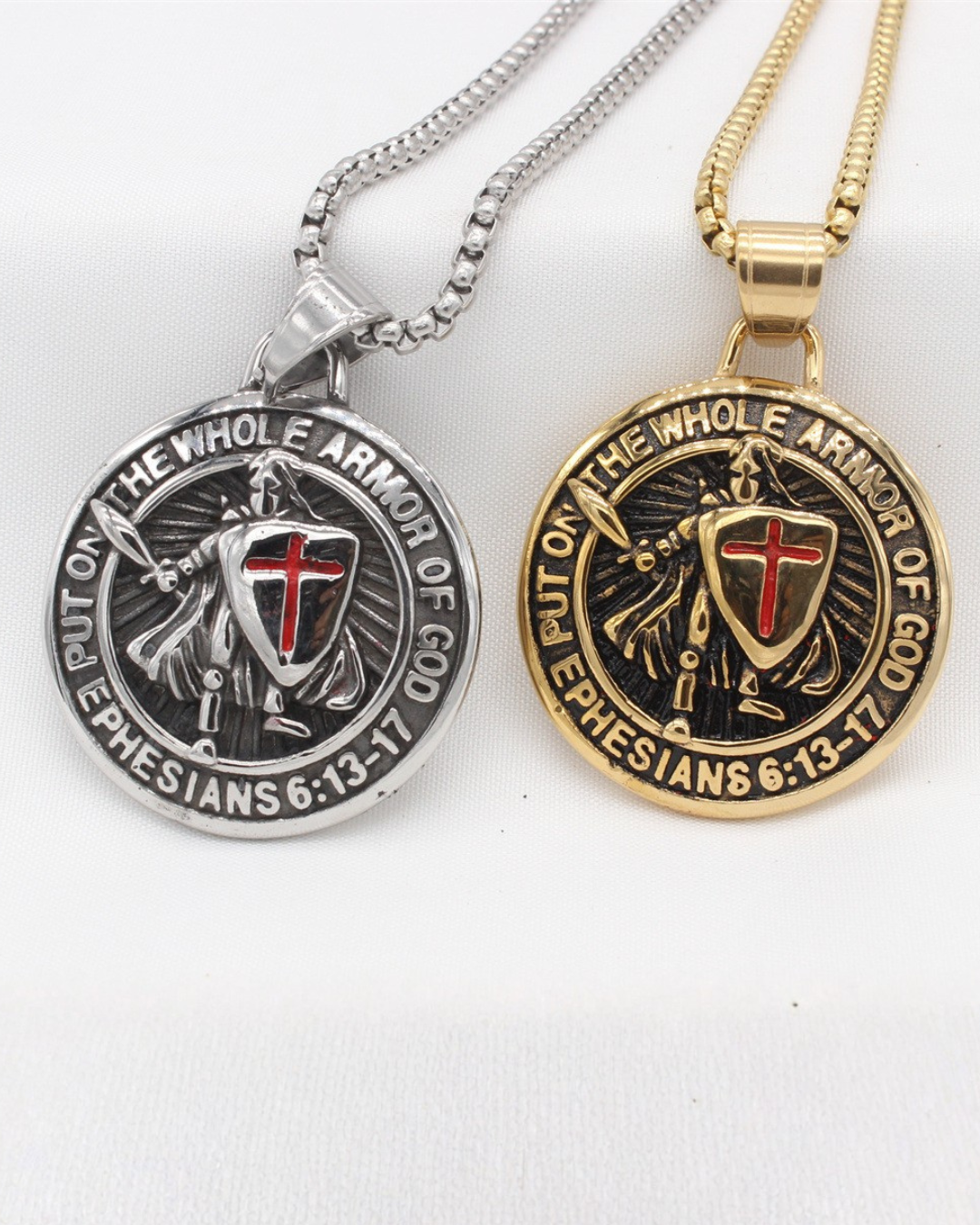 Christian Knight Pendant Necklace | Titanium