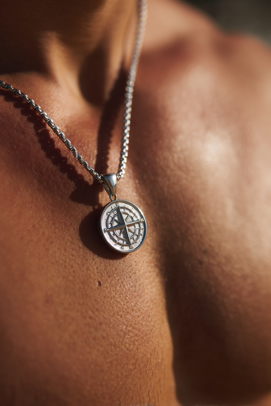 Pureform Compass Necklace | Platinum