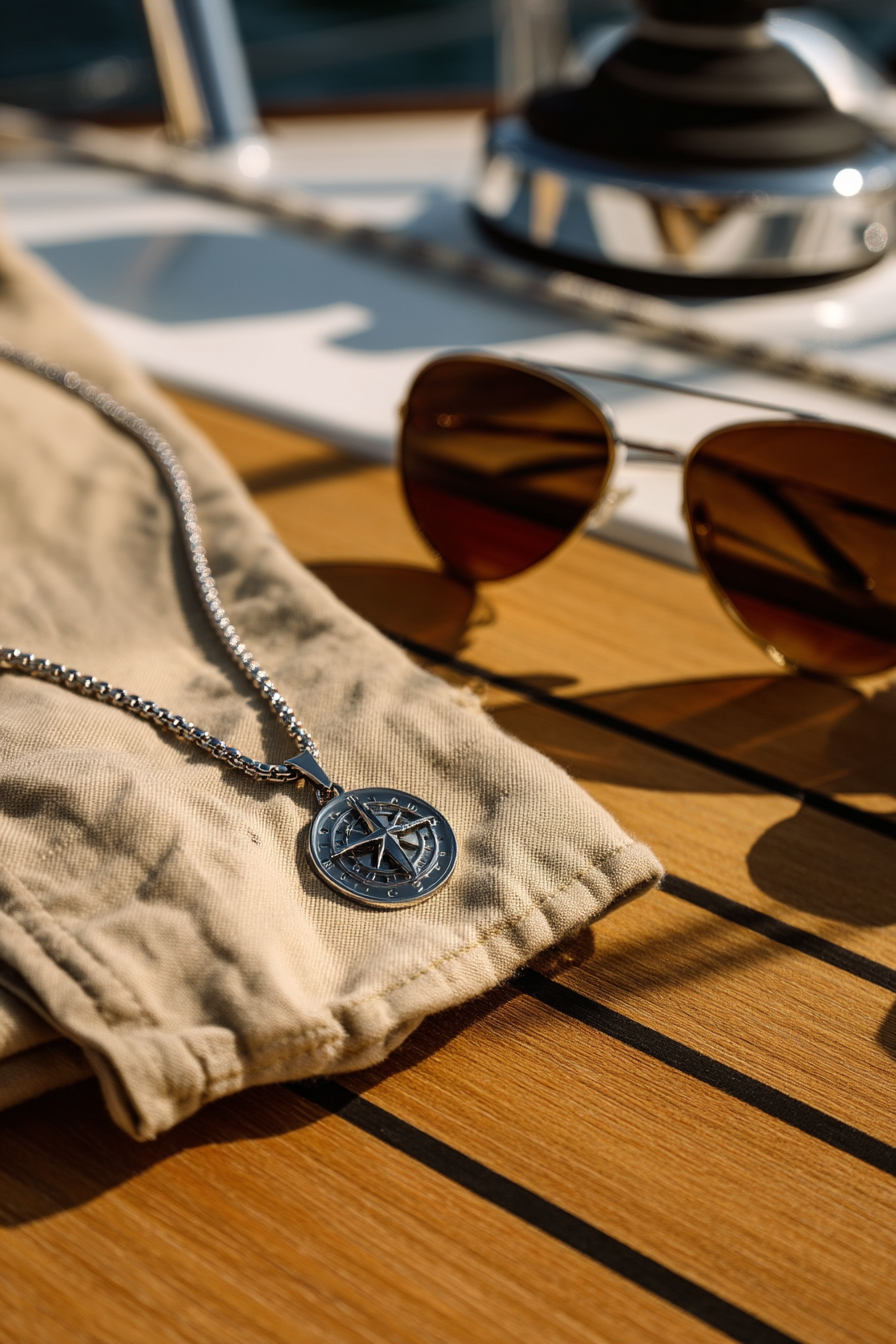 Pureform Compass Necklace | Platinum