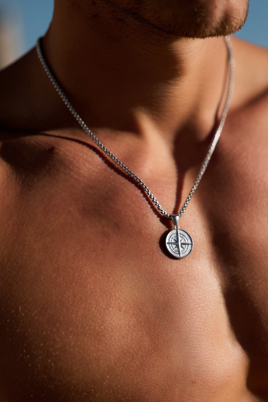 Pureform Compass Necklace | Platinum