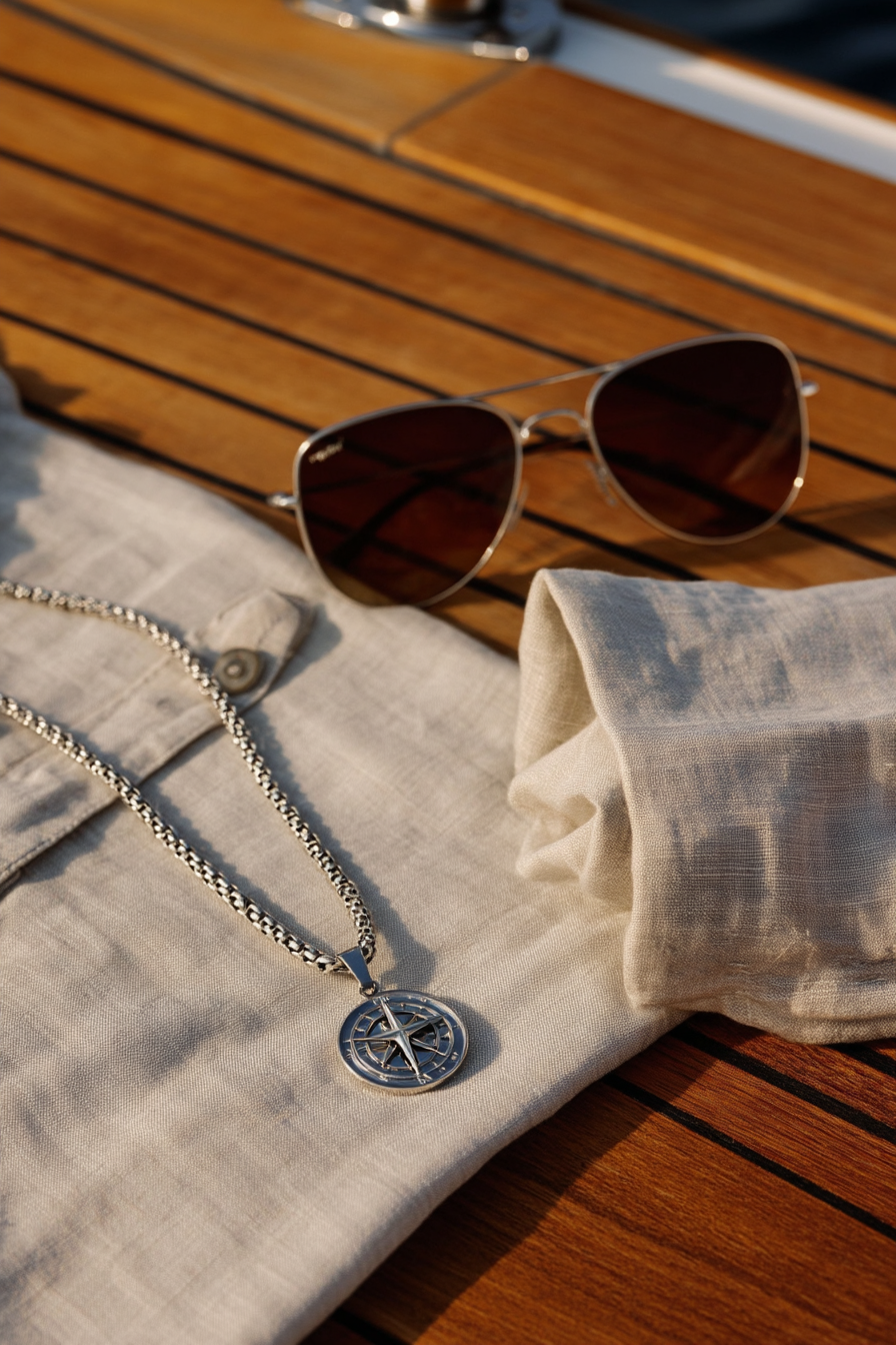 Pureform Compass Necklace | Platinum